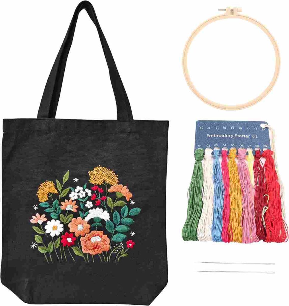 Tote Bag Embroidery Kit with Pattern